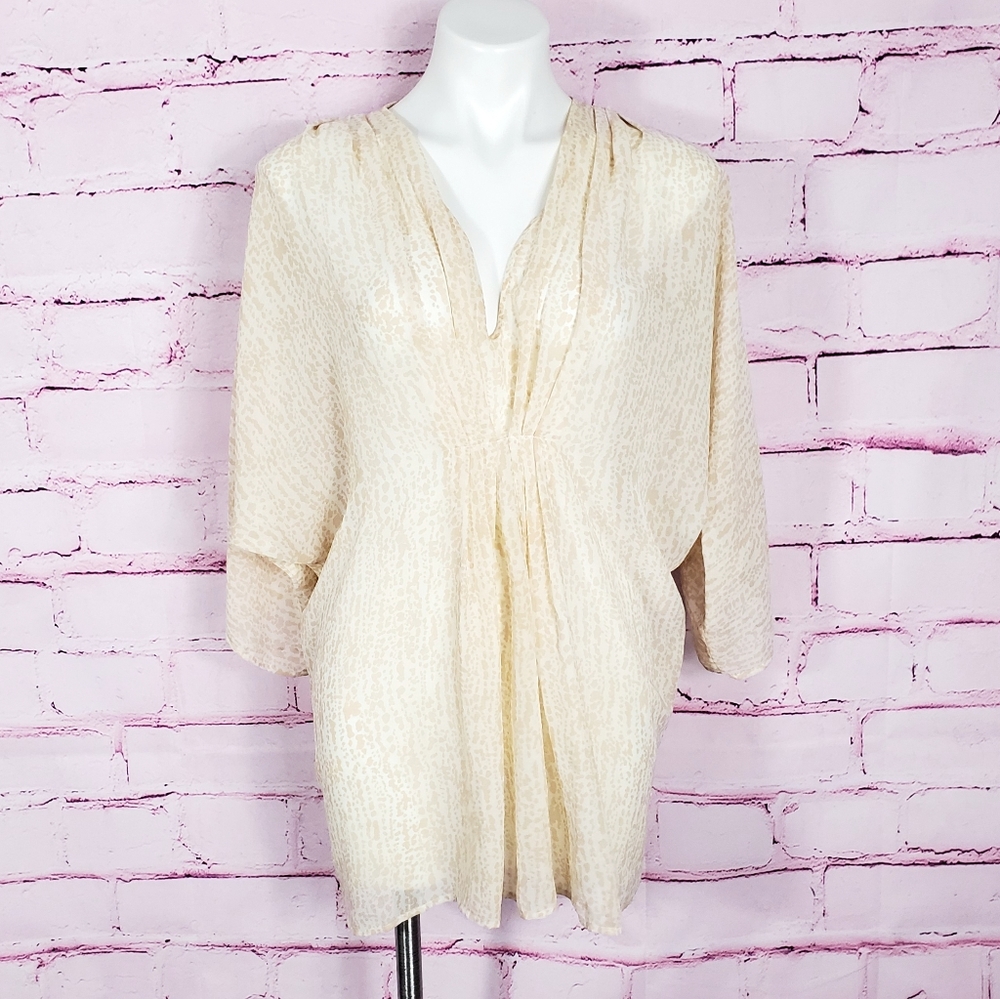 H&M Boho Cream Splatter Print Dolman Sleeve Tunic